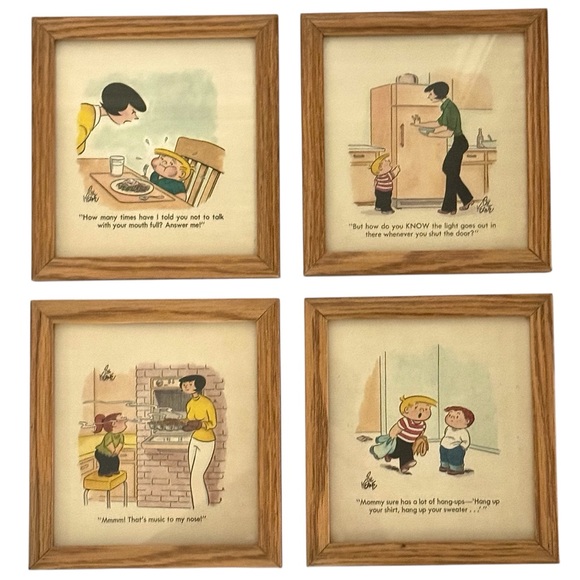Set of 8 Vintage “Family Circus” by Bil Keane wooden framed prints. - Picture 4 of 7